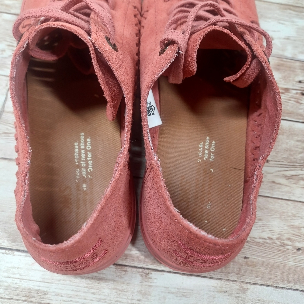 TOMS Dusty Rose Suede Lace Up Sneakers Whipstitched Casual Shoes Women's 8.5 - Picture 10 of 12